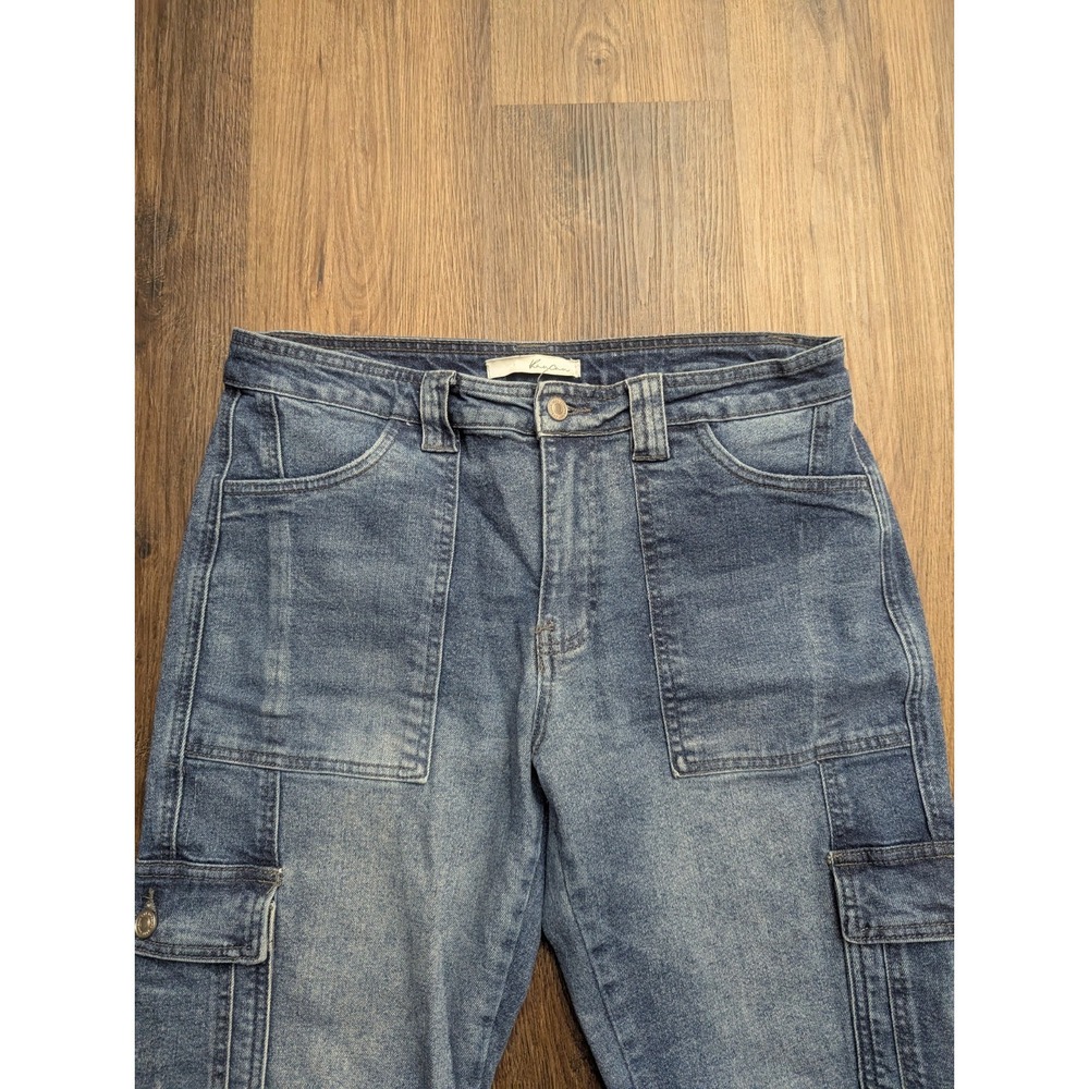 KanCan Jeans Womens 29 Blue Cargo Pants Medium‎ Wash High Rise Y2K Denim - Picture 2 of 13
